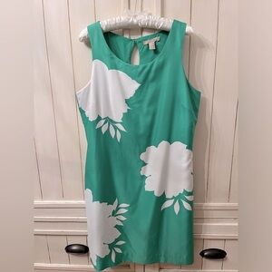 Banana Republic Green & White Floral Dress SZ 12